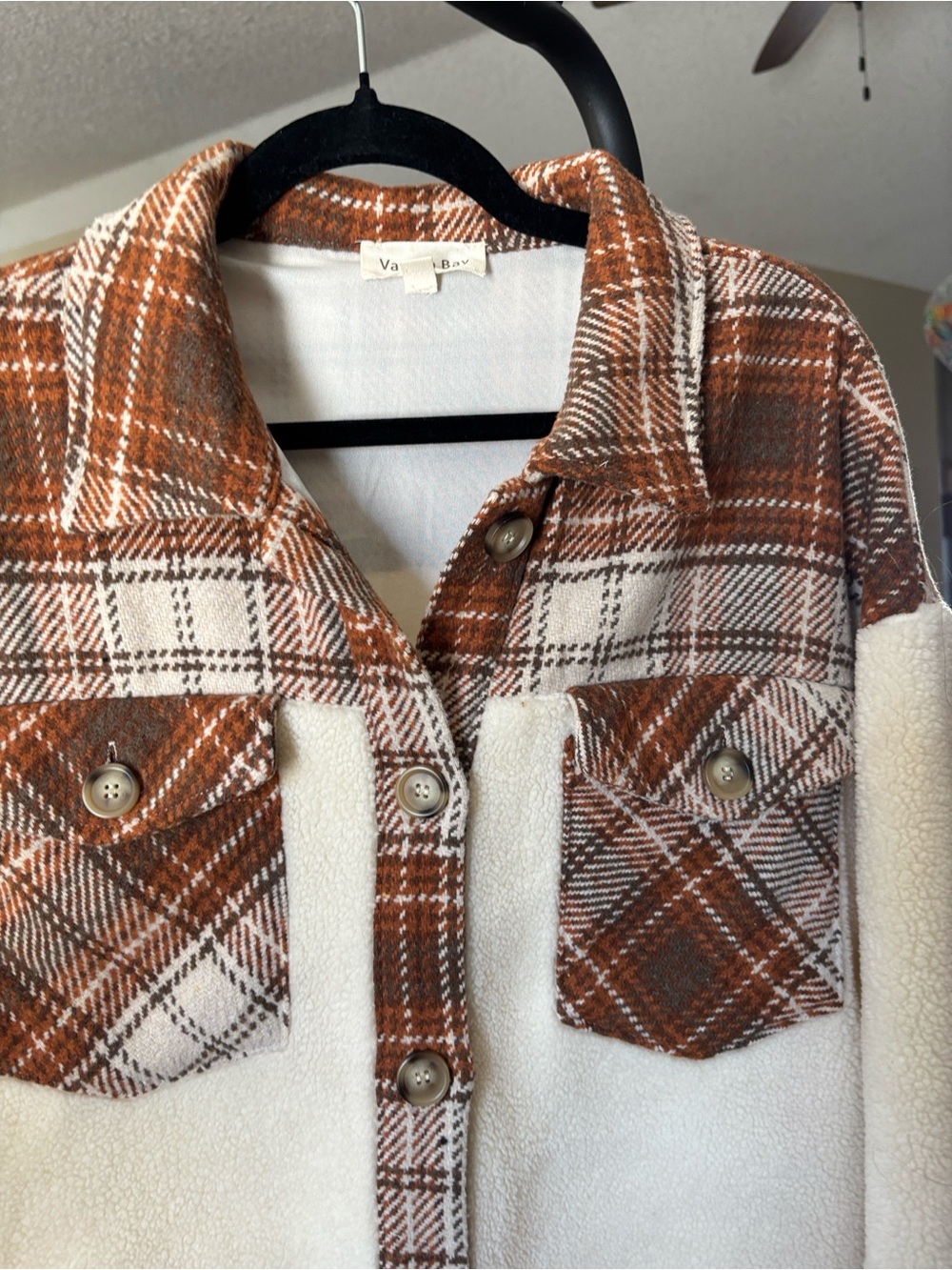Vanilla Bay Cream & Brown Plaid Teddy Jacket